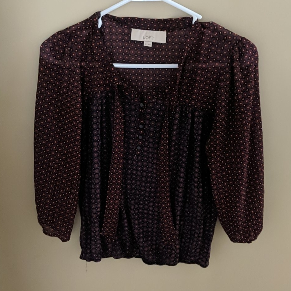 Loft mauve patterned blouse